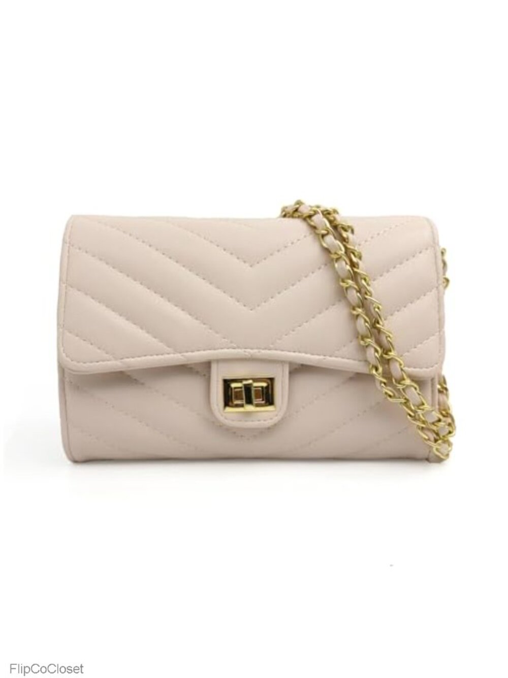 Vegan PU Leather Quilted Crossbody Clutch Purse with Chain Strap